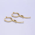 14K Gold plated Snake Minimalist Drop Latch Hoop Earrings | AE523 - DLUXCA
