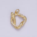 14K Gold plated Snake Serpent Slither Open Circular Round Micro Paved CZ Charm | AG503 - DLUXCA