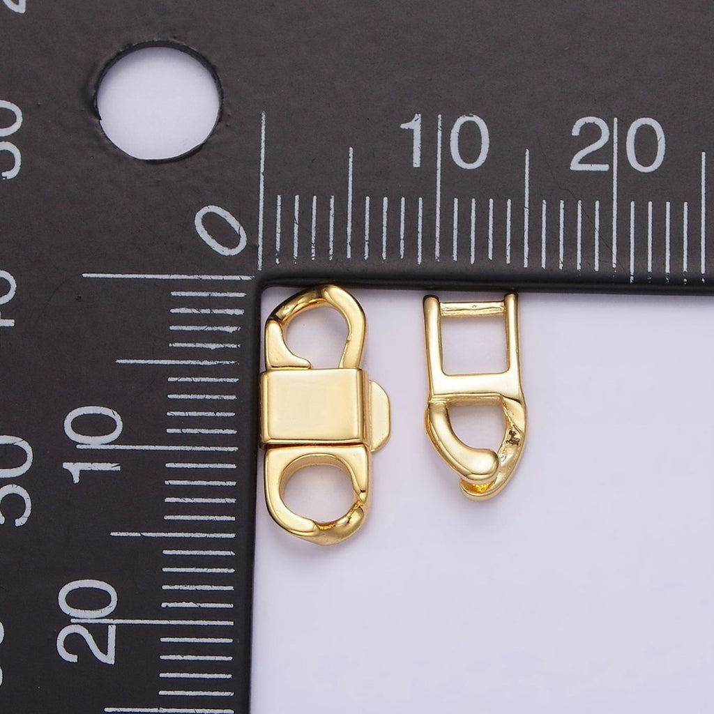 14K Gold plated Snap Lock Minimalist Jewelry Closure Findings Supply Set | Z593 Z594 - DLUXCA