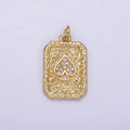 14K Gold plated Spades Card Micro Paved CZ Hammered Rectangular Tag Charm | AG267 - DLUXCA