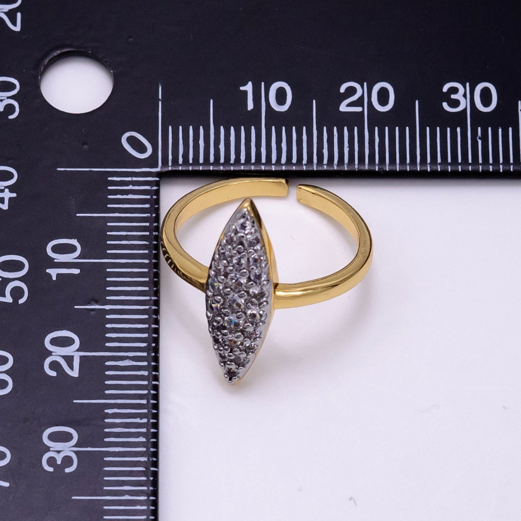 14K Gold plated Sphere Micro Paved CZ Mixed Metal Ring | O1355 - DLUXCA