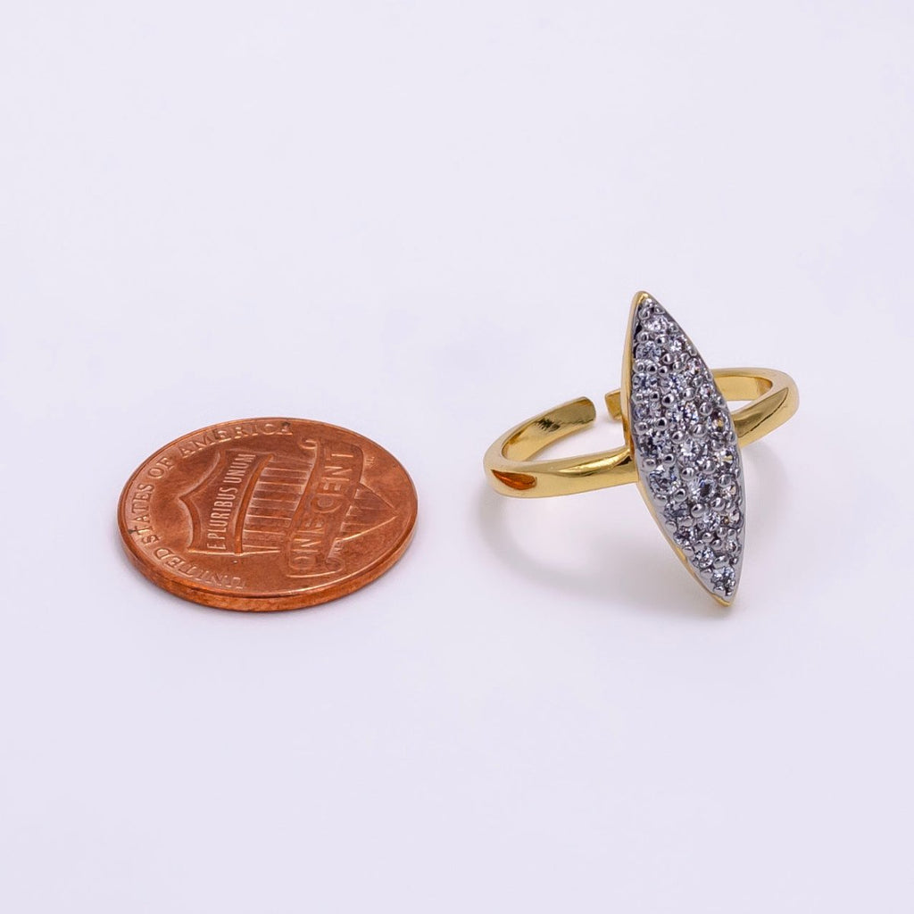 14K Gold plated Sphere Micro Paved CZ Mixed Metal Ring | O1355 - DLUXCA
