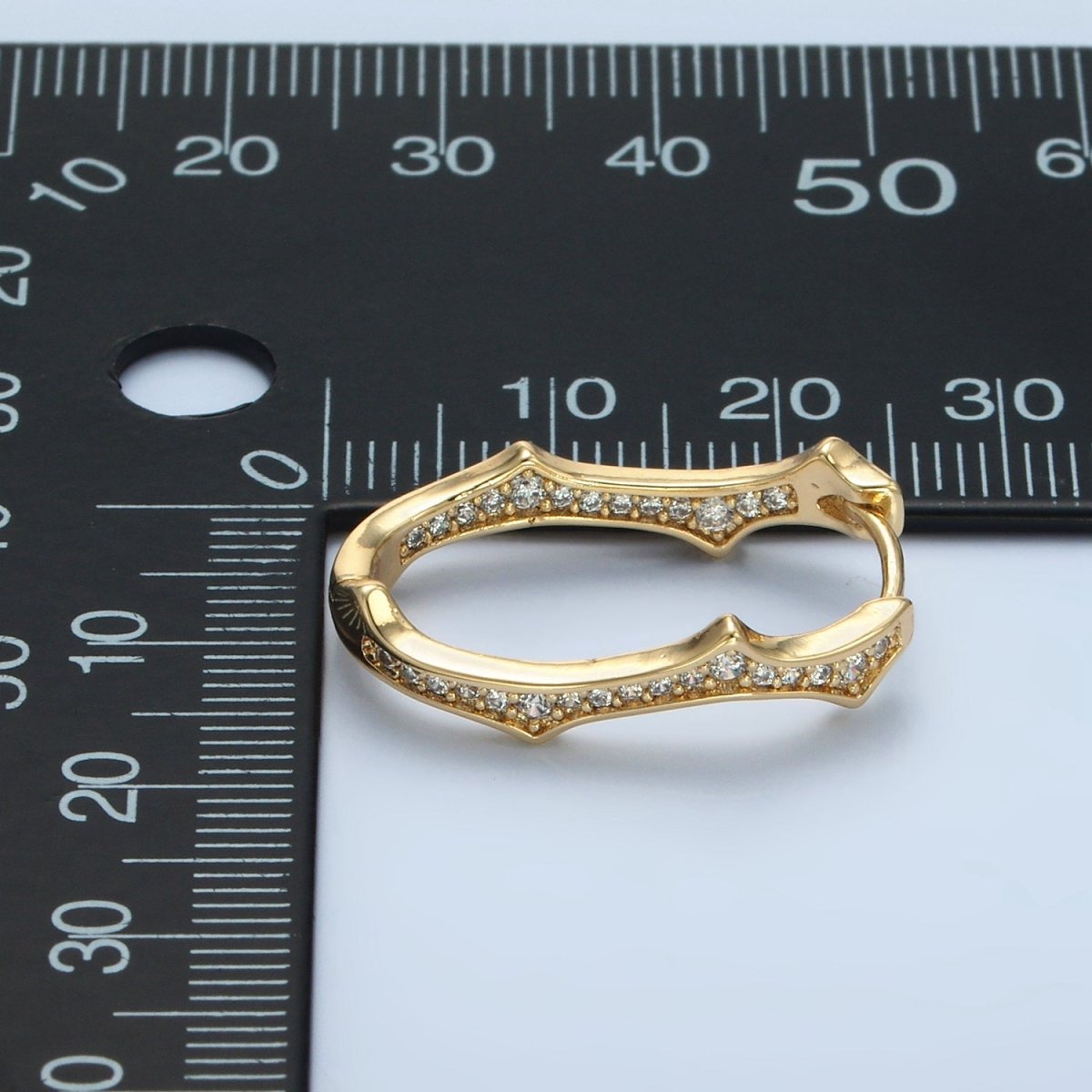 14K Gold plated Spiked Front - Facing CZ Oblong Hoop Earrings | V495 - DLUXCA