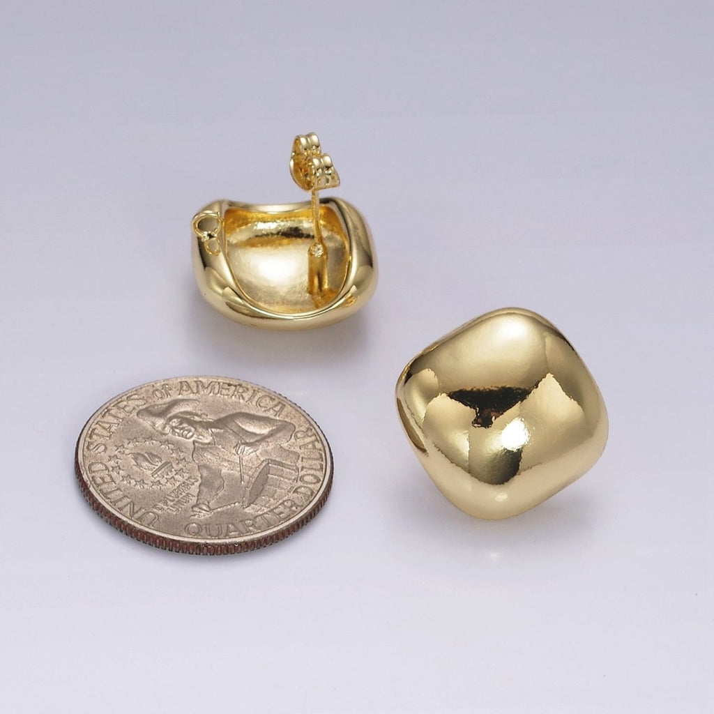 14K Gold plated Square Dome Open Loop Stud Earrings Findings Supply | Z625 - DLUXCA