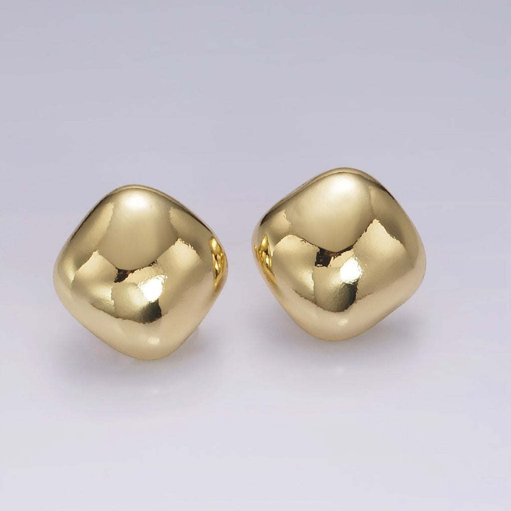 14K Gold plated Square Dome Open Loop Stud Earrings Findings Supply | Z625 - DLUXCA