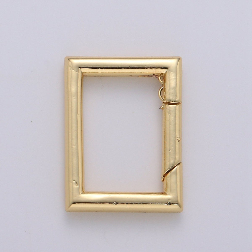 14K Gold plated Square Shape Carabiner Clasp with Easy Open Spring, Square Spring Snap Clasp for Jewelry Making supply K-828 - DLUXCA