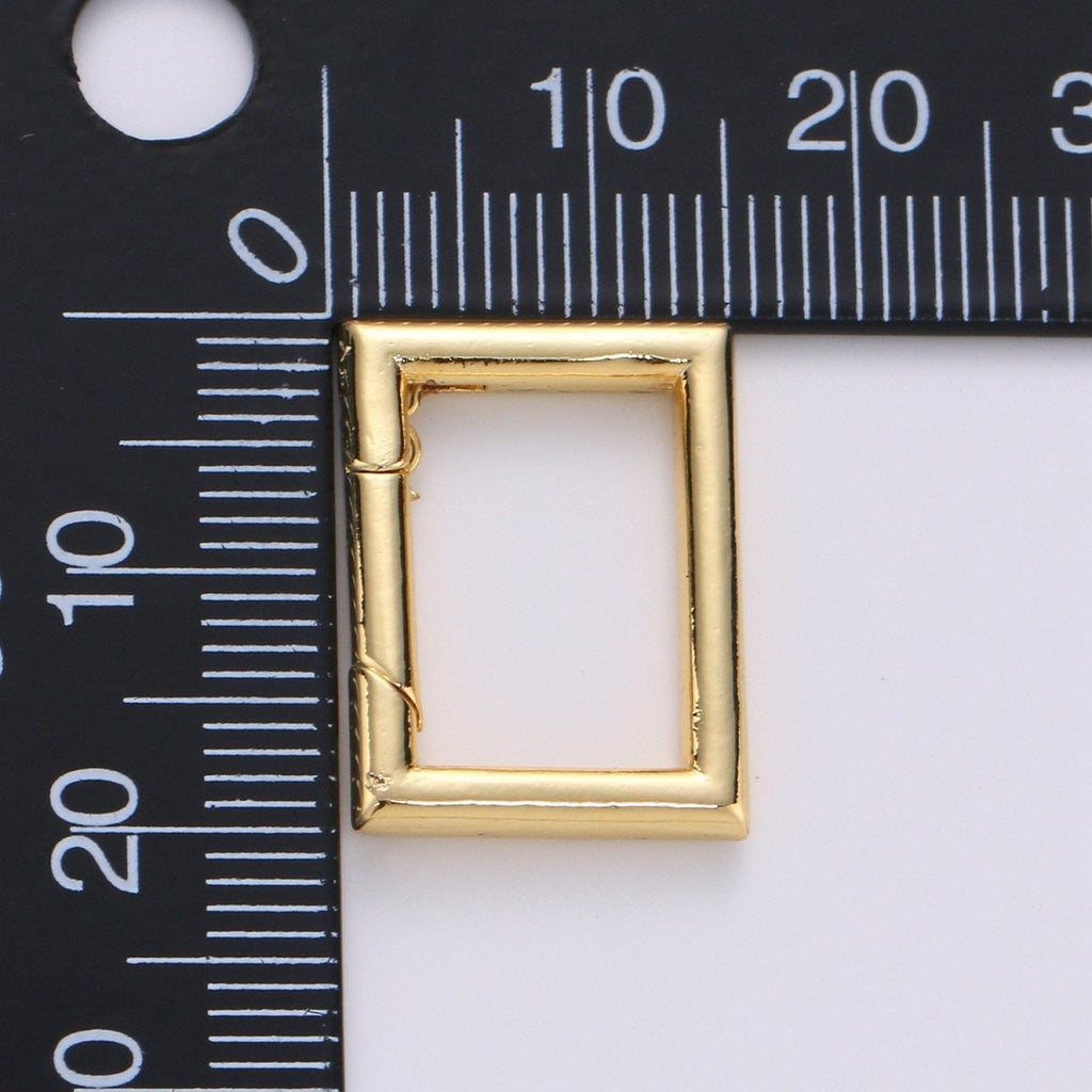 14K Gold plated Square Shape Carabiner Clasp with Easy Open Spring, Square Spring Snap Clasp for Jewelry Making supply K-828 - DLUXCA