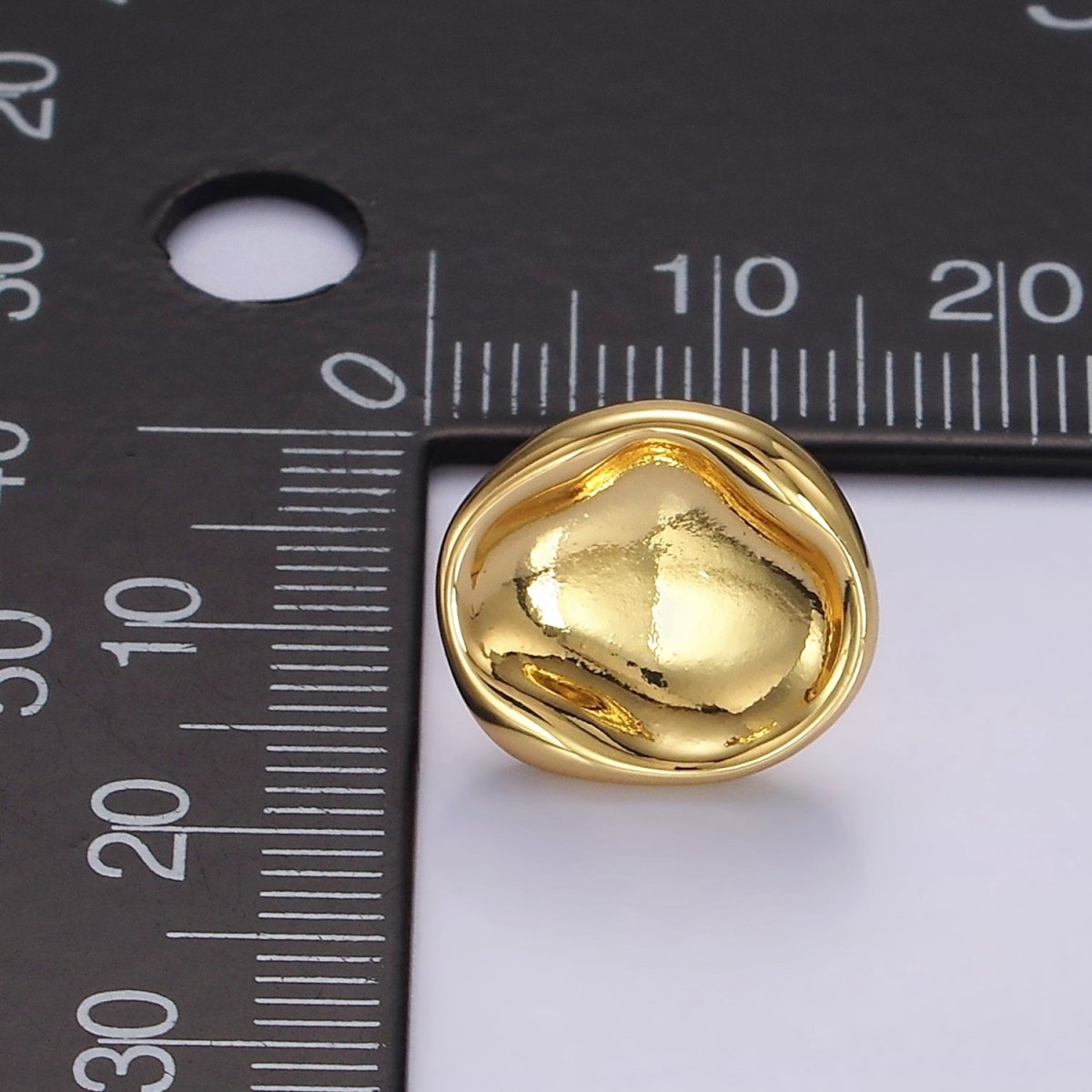 14K Gold plated Stamped Dome Molten Round Stud Earrings | AE941 - DLUXCA