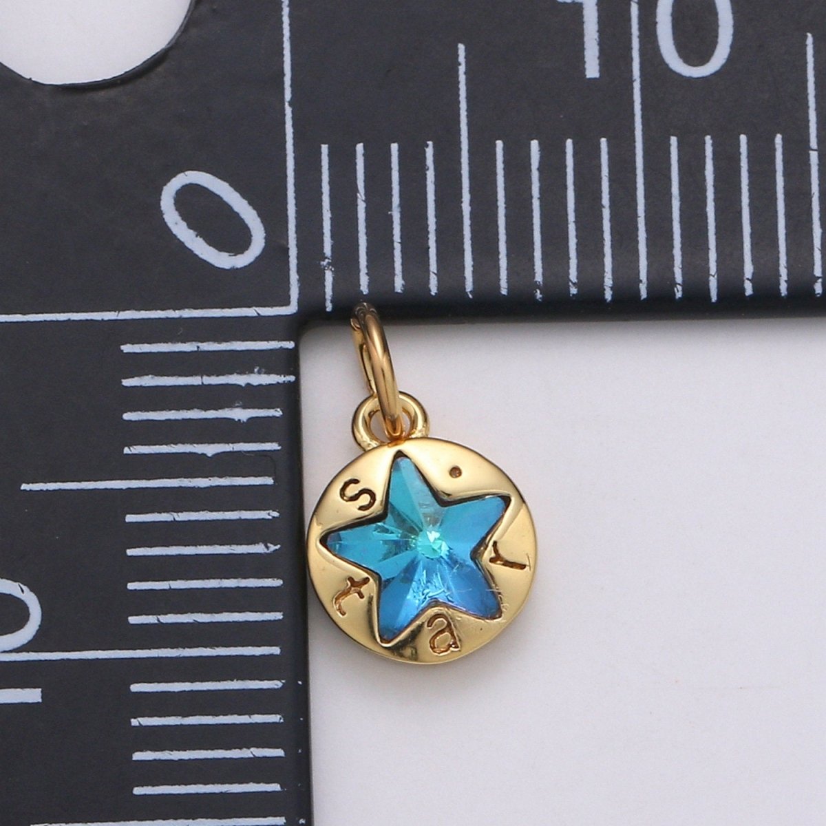 14K Gold plated Star Charm, Dainty Blue Star Charm for Necklace Bracelet Earring Component C-814 - DLUXCA