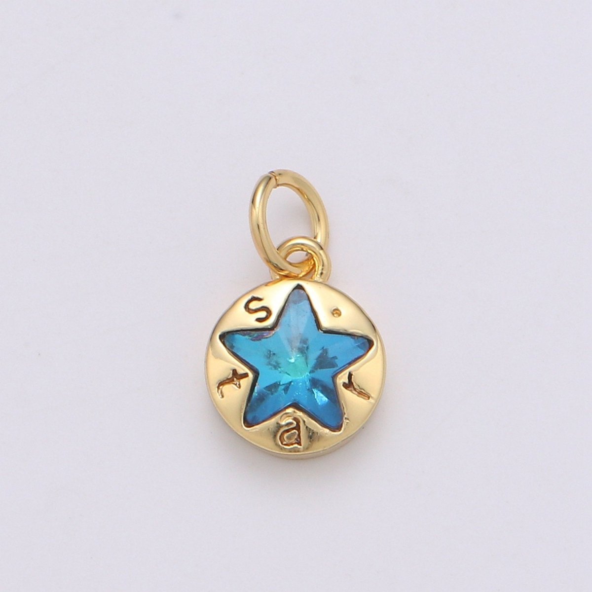 14K Gold plated Star Charm, Dainty Blue Star Charm for Necklace Bracelet Earring Component C-814 - DLUXCA