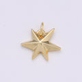 14k Gold plated Star Pendant Starburst Charm 15mm Celestial Jewelry Making Supply D-590 - DLUXCA
