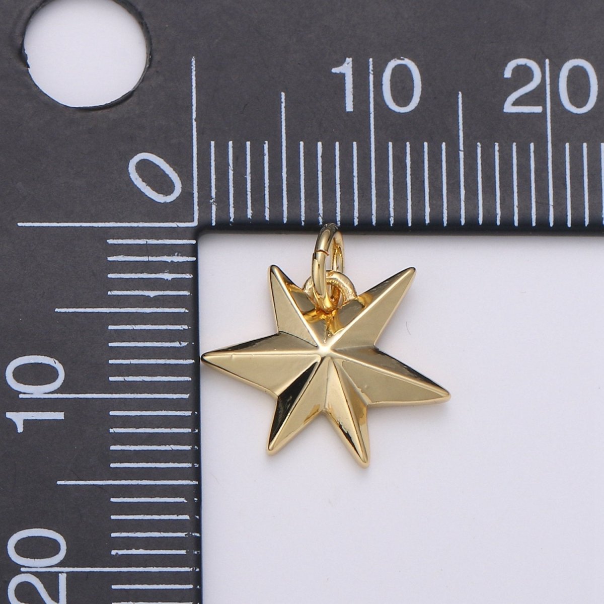14k Gold plated Star Pendant Starburst Charm 15mm Celestial Jewelry Making Supply D-590 - DLUXCA