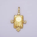 14K Gold plated Sun Ray Celestial Star CZ Dotted Rectangular Pendant | AH089 - DLUXCA