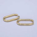 14K Gold plated "Sweet heart" Engraved Oblong U-Shaped Hoop Earrings | AB434 - DLUXCA
