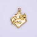 14K Gold plated Sweet Pea Birth Flower CZ Stamped Rhombus Charm | AG303 - DLUXCA