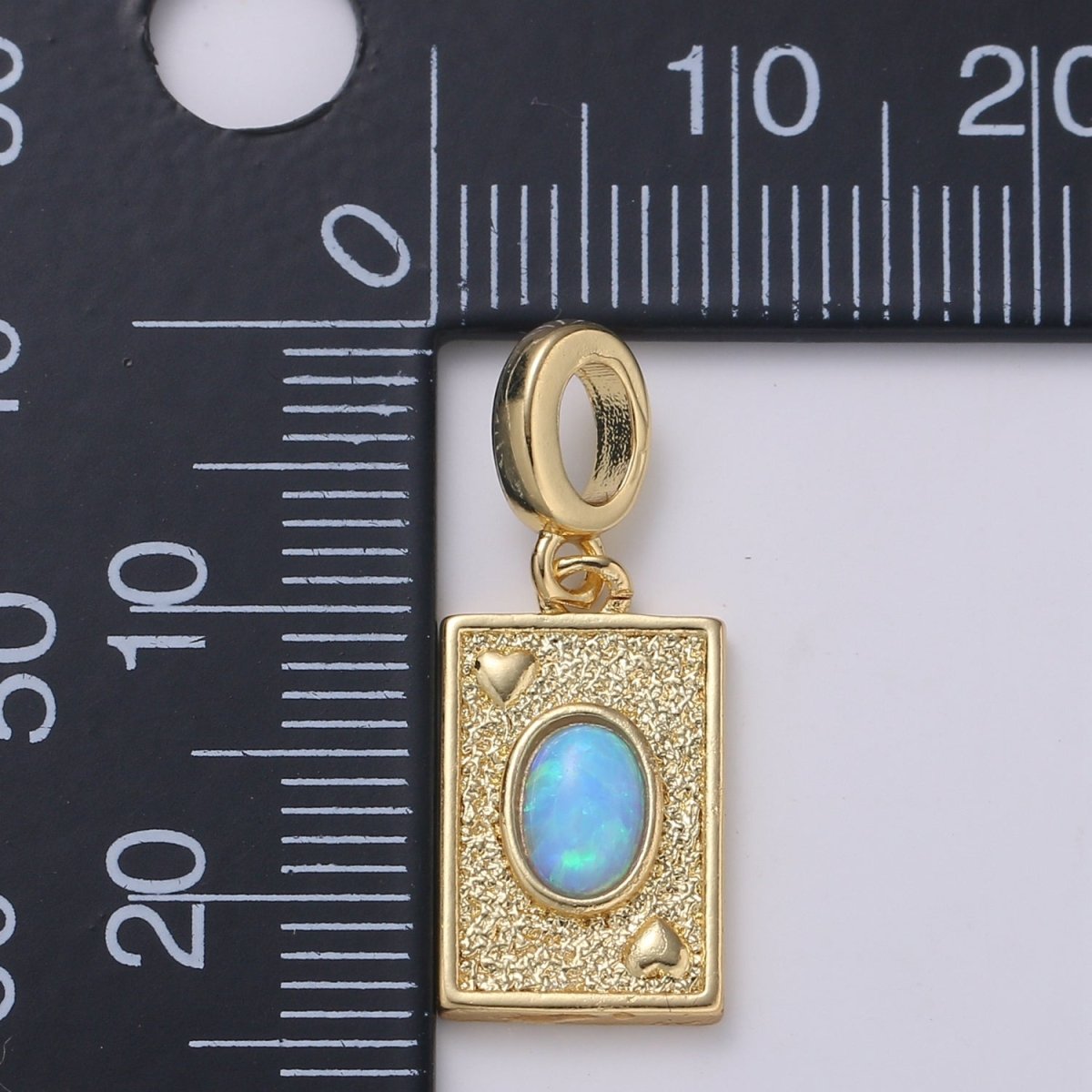 14K Gold plated Tag Opal Charm Rectangle Medallion, Heart Pendant Necklace Charm for Statement Necklace Component Jewelry Supply H-348 H-349