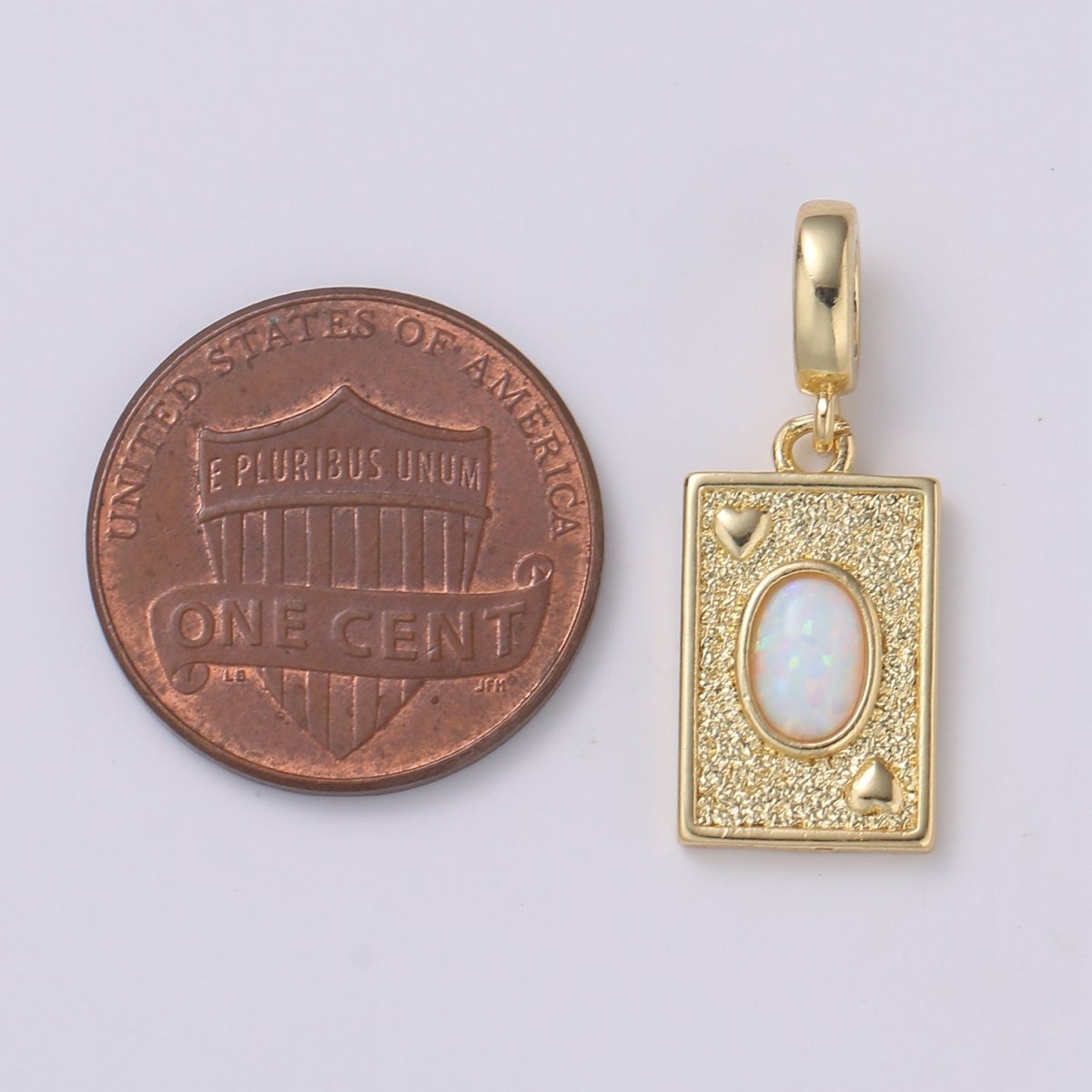 14K Gold plated Tag Opal Charm Rectangle Medallion, Heart Pendant Necklace Charm for Statement Necklace Component Jewelry Supply H-348 H-349