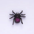 14K Gold plated Tarantula Spider Insect Animal Fuchsia Micro Paved CZ Charm in Gold & Black | N-1845 N-1846 - DLUXCA
