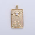 14K Gold plated Tarot Card Charm - The Moon Pendant Amulet Jewelry for Necklace Component Supply I-863 - DLUXCA