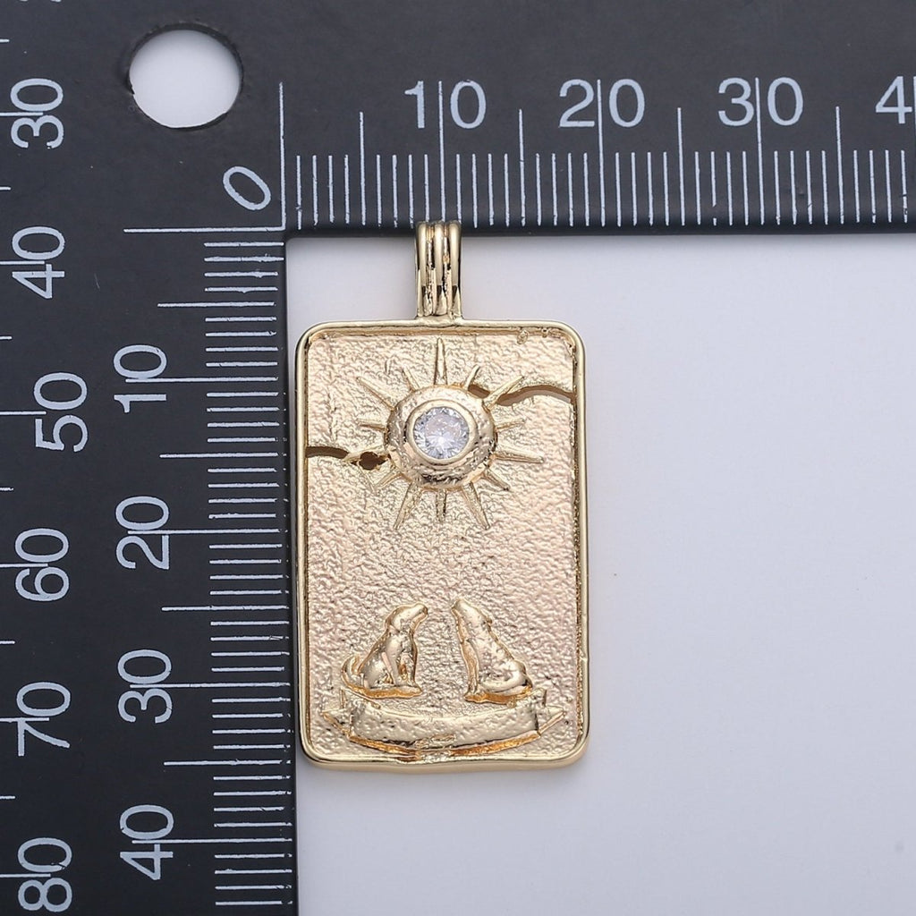 14K Gold plated Tarot Card Charm - The Moon Pendant Amulet Jewelry for Necklace Component Supply I-863 - DLUXCA