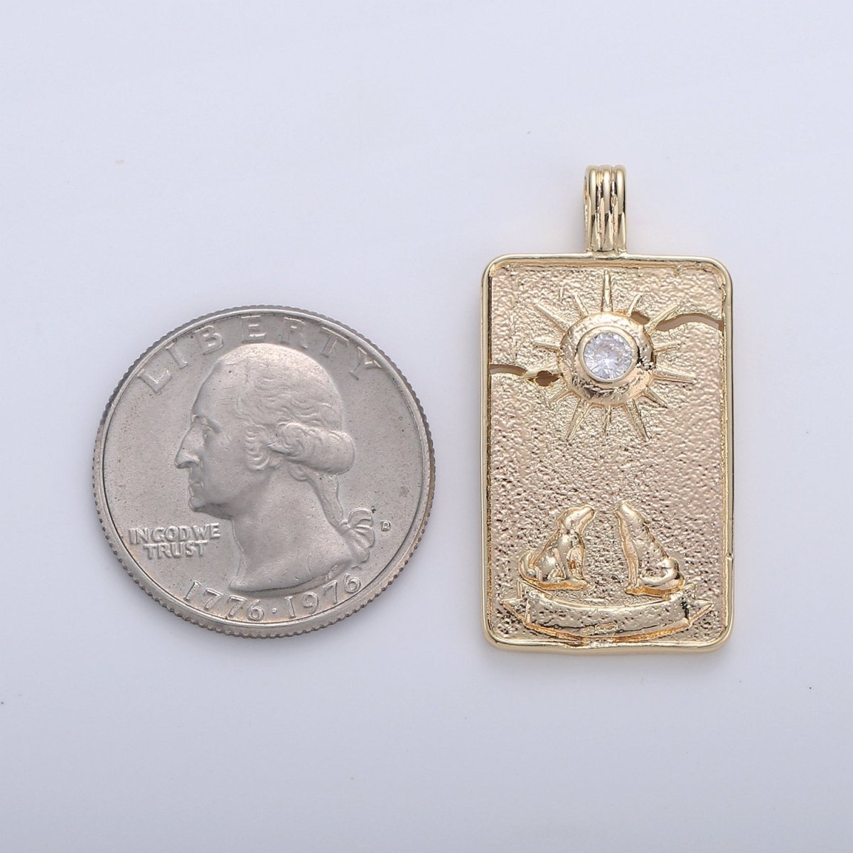 14K Gold plated Tarot Card Charm - The Moon Pendant Amulet Jewelry for Necklace Component Supply I-863 - DLUXCA
