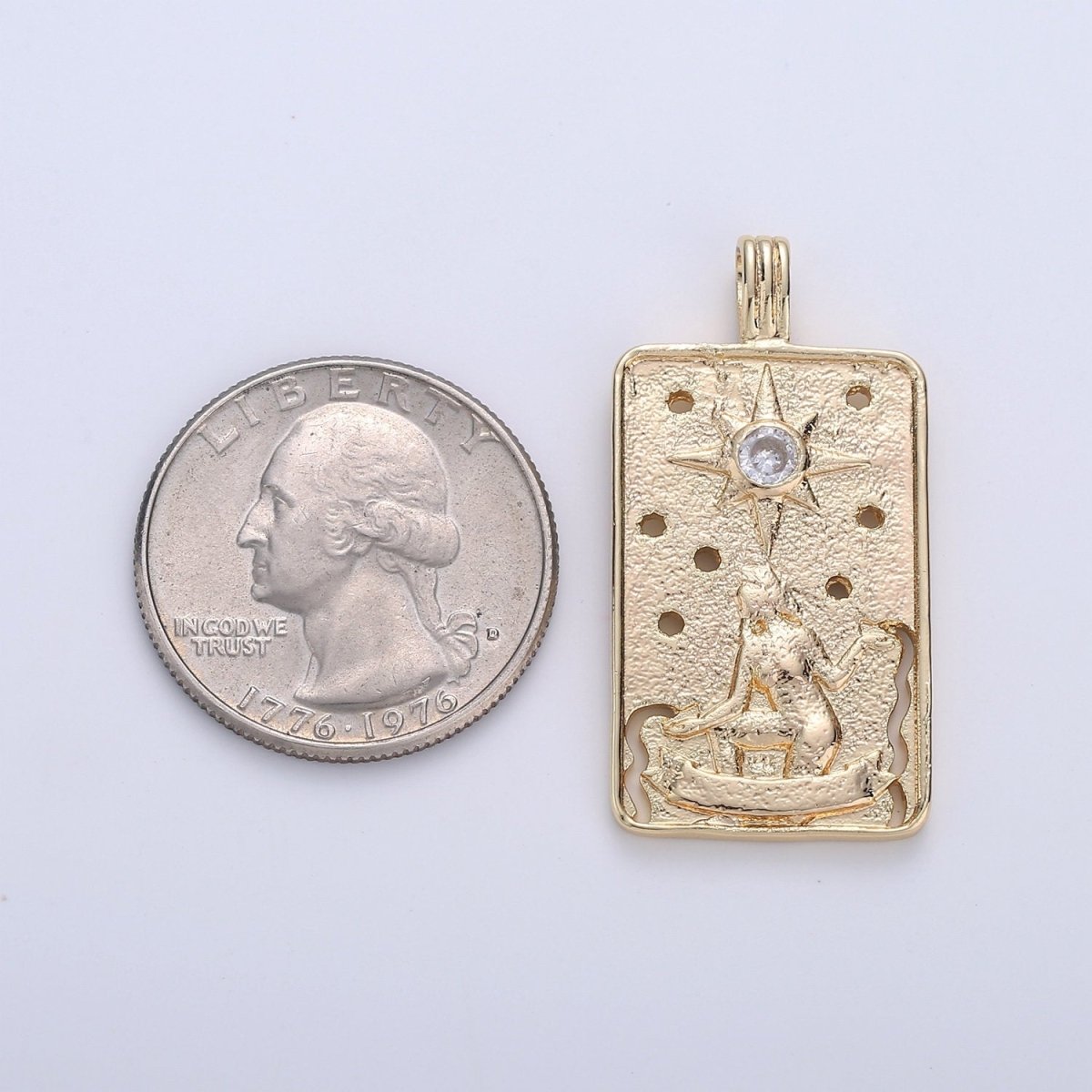 14k Gold plated Tarot Card Charm - The Star Pendant Amulet Jewelry for Necklace Component Supply I-862 - DLUXCA