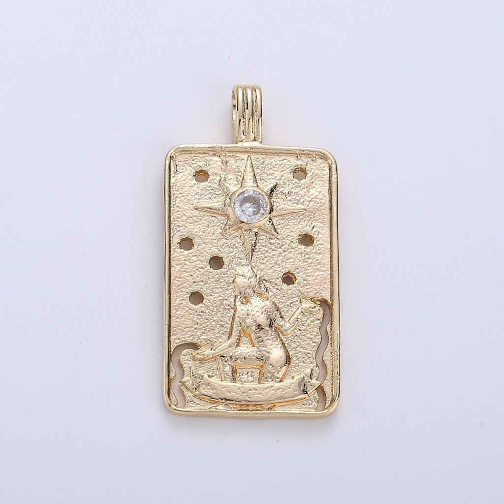 14k Gold plated Tarot Card Charm - The Star Pendant Amulet Jewelry for Necklace Component Supply I-862 - DLUXCA