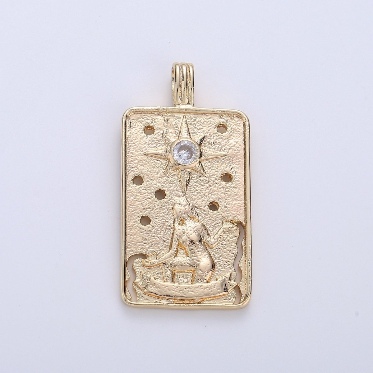 14k Gold plated Tarot Card Charm - The Star Pendant Amulet Jewelry for Necklace Component Supply I-862 - DLUXCA