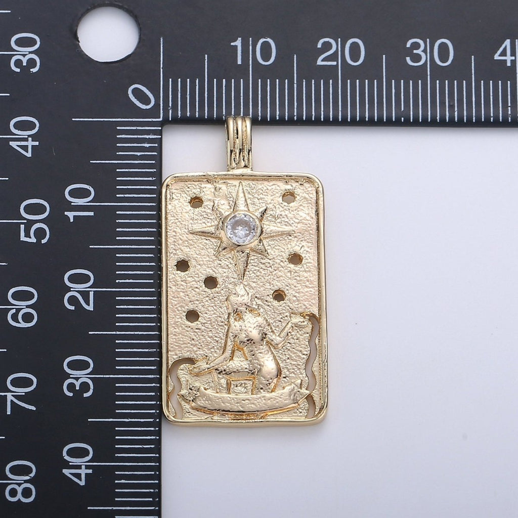 14k Gold plated Tarot Card Charm - The Star Pendant Amulet Jewelry for Necklace Component Supply I-862 - DLUXCA