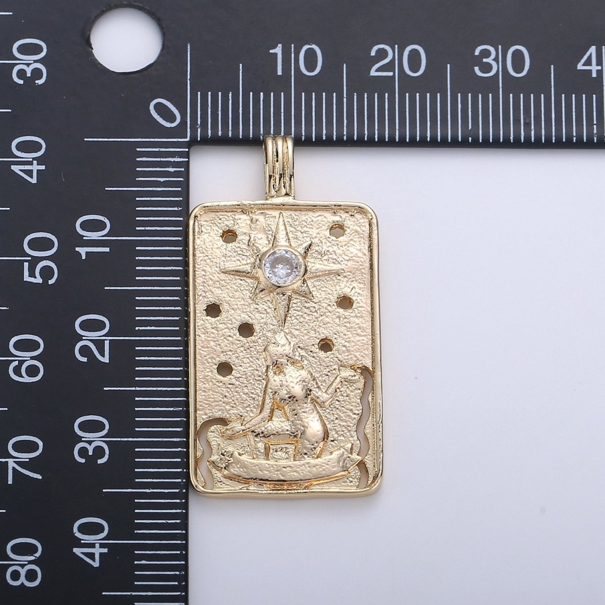 14k Gold plated Tarot Card Charm - The Star Pendant Amulet Jewelry for Necklace Component Supply I-862 - DLUXCA