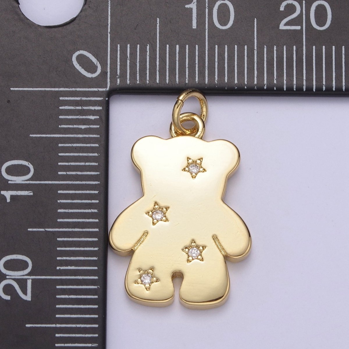 14k Gold plated Teddy Bear Charm with Micro Pave Animal Charm for Kids Jewelry Necklace Bracelet N-688 - DLUXCA
