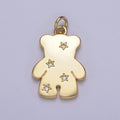 14k Gold plated Teddy Bear Charm with Micro Pave Animal Charm for Kids Jewelry Necklace Bracelet N-688 - DLUXCA