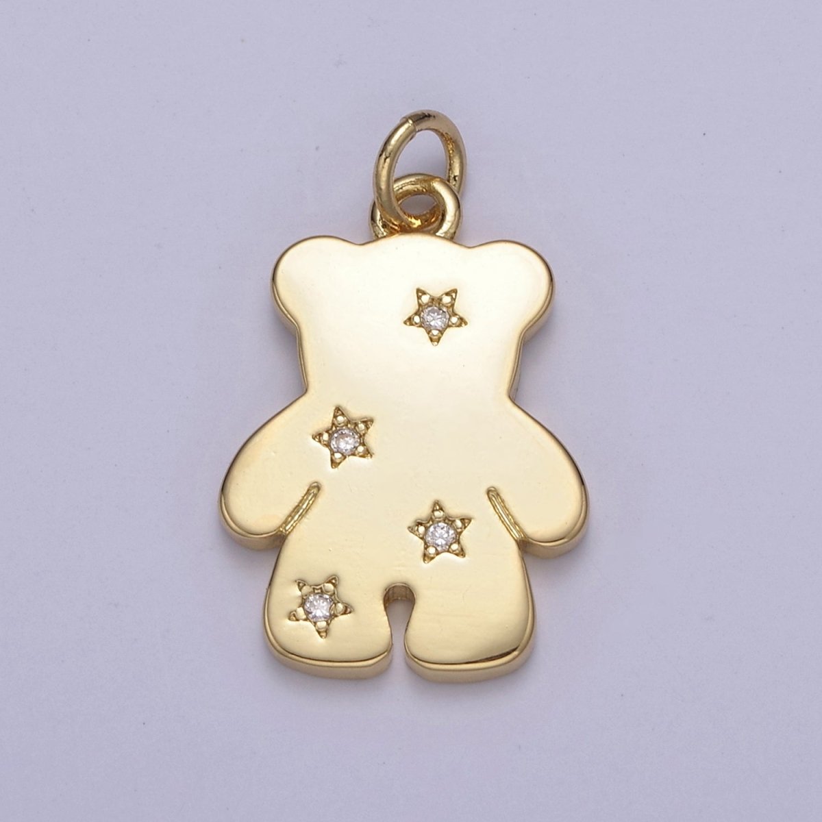 14k Gold plated Teddy Bear Charm with Micro Pave Animal Charm for Kids Jewelry Necklace Bracelet N-688 - DLUXCA