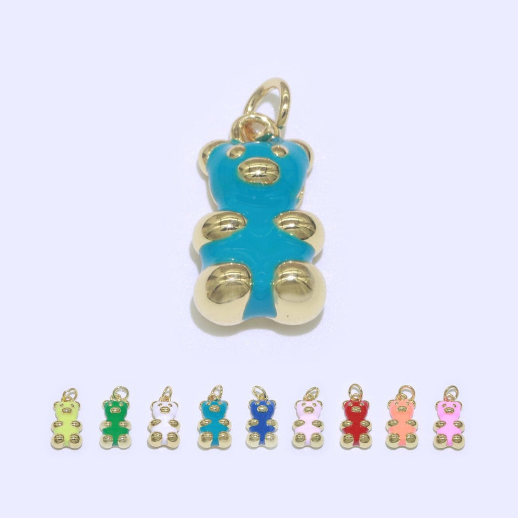14k Gold plated Tedy Bear Charm Enamel Animal Pendant for Necklace Earring Bracelet Supply M-530 - M-538 - DLUXCA