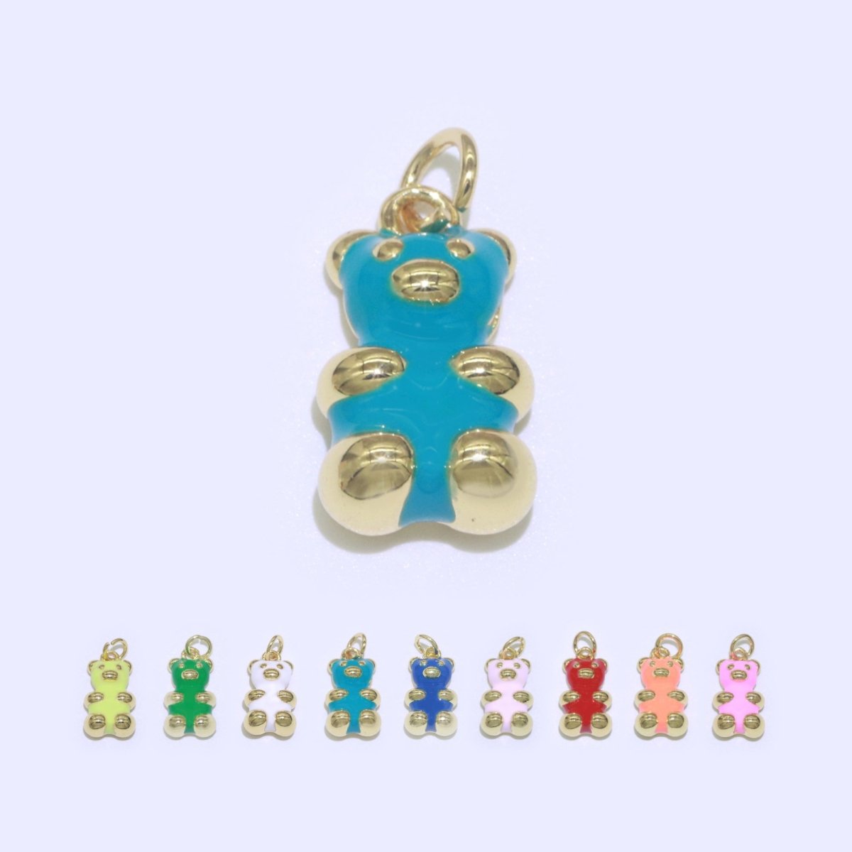 14k Gold plated Tedy Bear Charm Enamel Animal Pendant for Necklace Earring Bracelet Supply M-530 - M-538 - DLUXCA