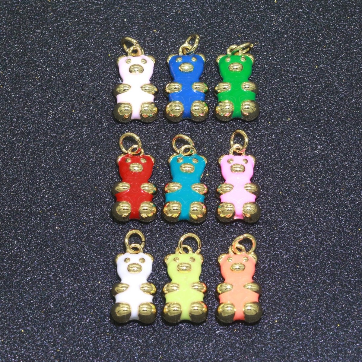 14k Gold plated Tedy Bear Charm Enamel Animal Pendant for Necklace Earring Bracelet Supply M-530 - M-538 - DLUXCA