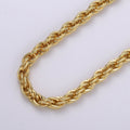 14K Gold plated Thick Gold Rope Necklace, Rope Chain Necklace Chunky Twisted Chain Sold by Yard, Gold Thick Rope for DIY | ROLL-434 Clearance Pricing - DLUXCA