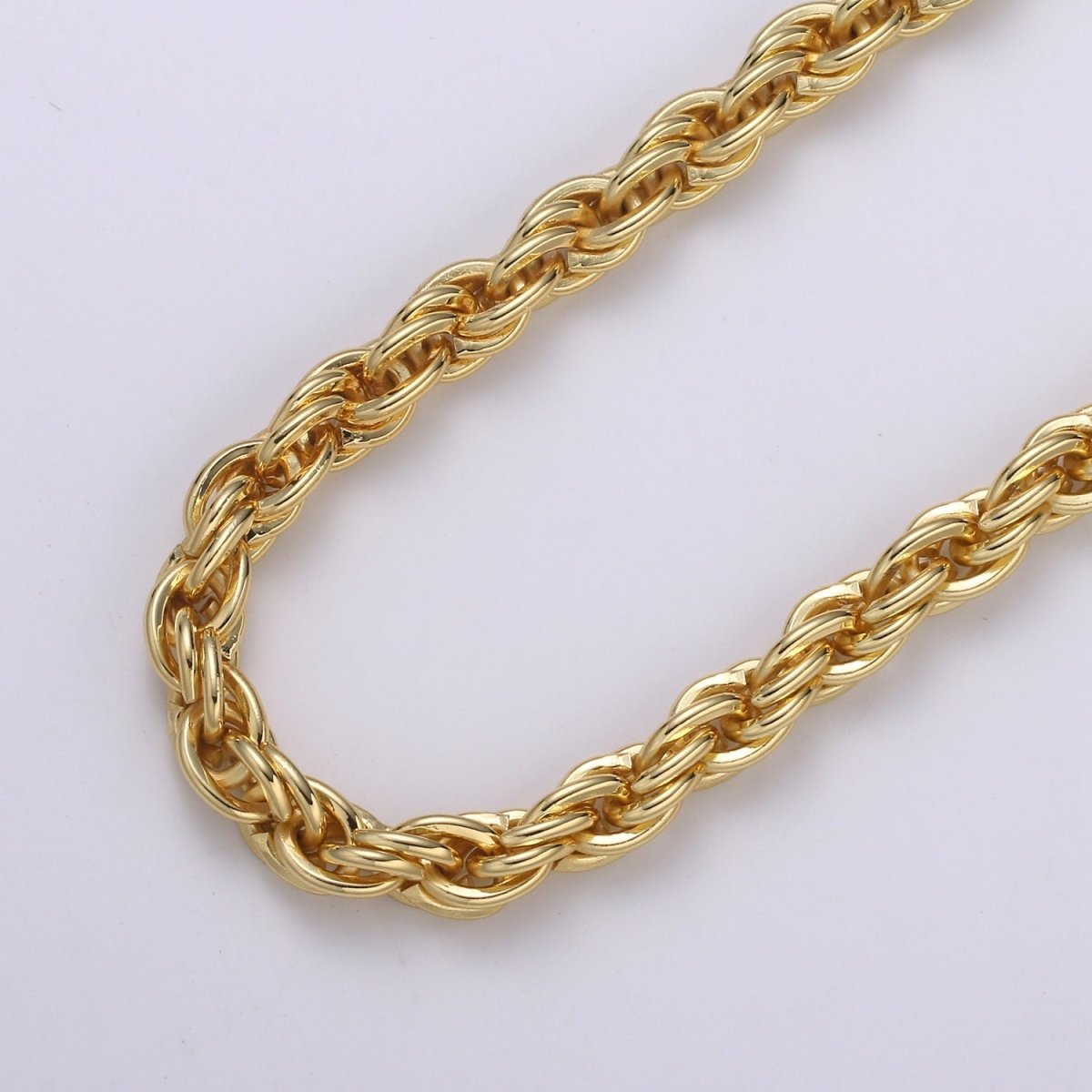 14K Gold plated Thick Gold Rope Necklace, Rope Chain Necklace Chunky Twisted Chain Sold by Yard, Gold Thick Rope for DIY | ROLL-434 Clearance Pricing - DLUXCA
