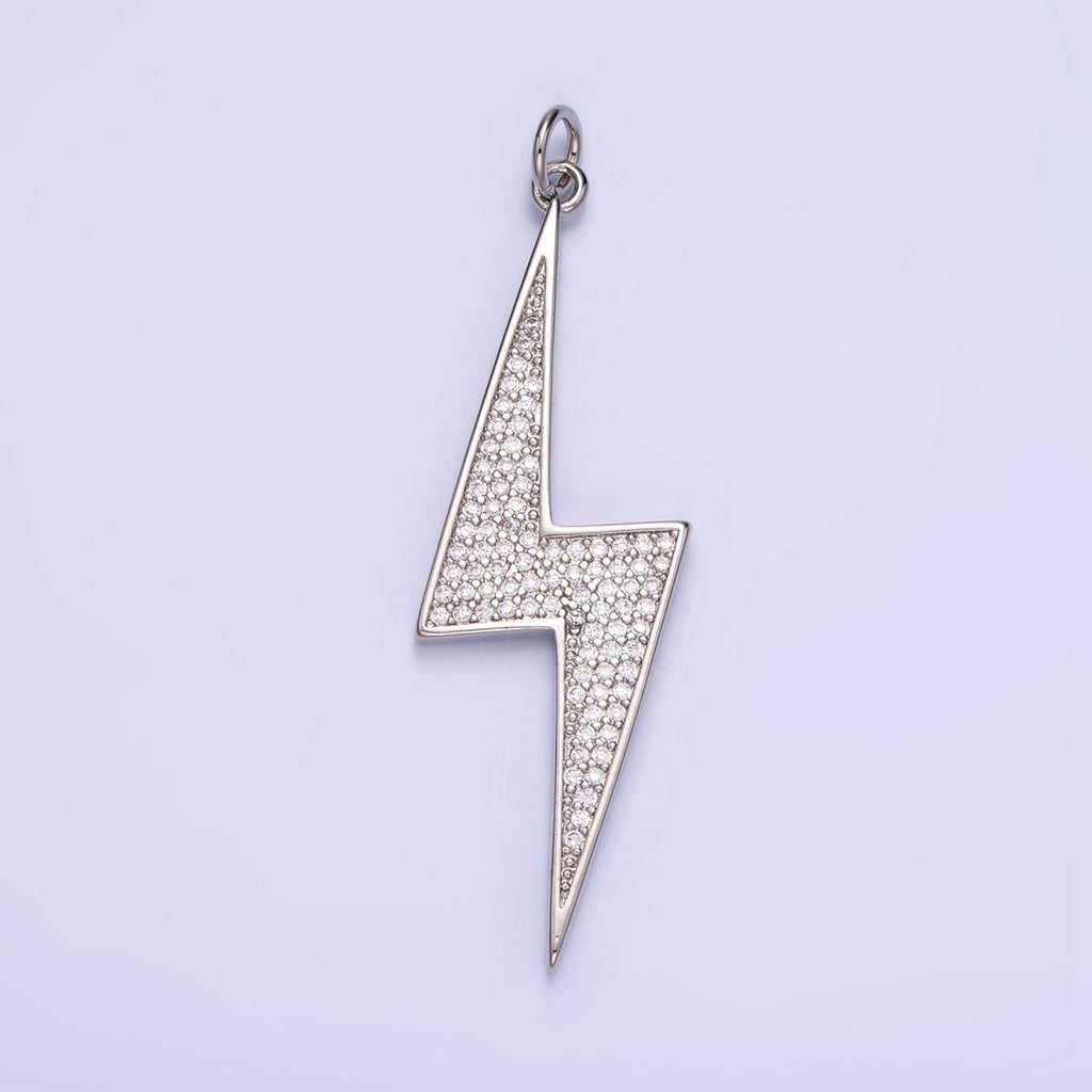 14k Gold plated Thunder Charm Cubic Bolt Charm with CZ Stone | W-489 - DLUXCA
