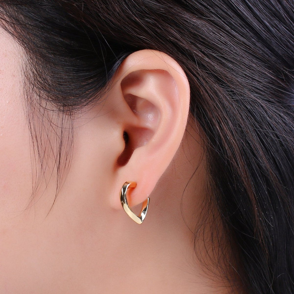 14k Gold plated Triangle Hoop Earring Silver Dainty Geometric Earring T-254 T-255