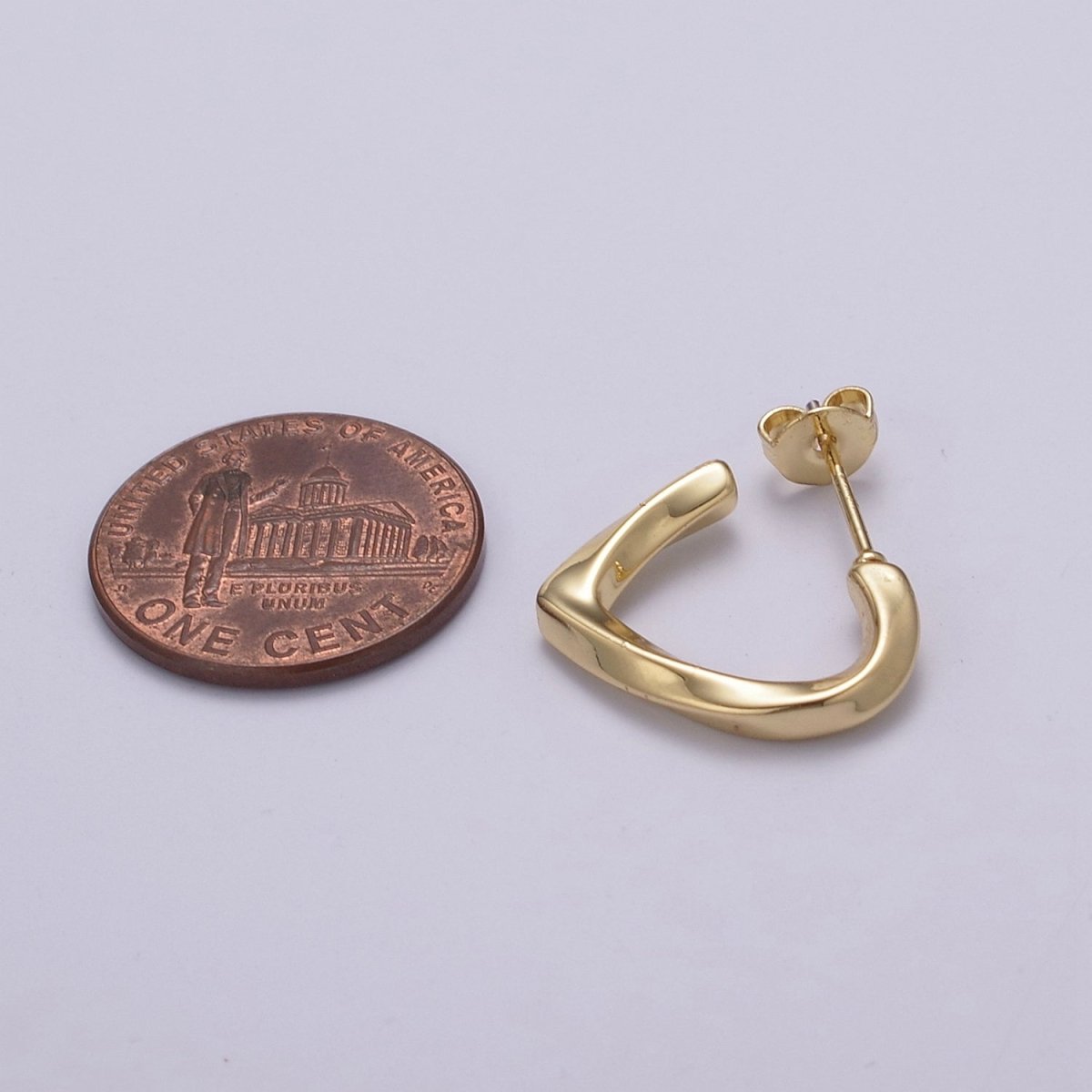 14k Gold plated Triangle Hoop Earring Silver Dainty Geometric Earring T-254 T-255