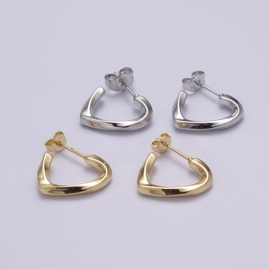 14k Gold plated Triangle Hoop Earring Silver Dainty Geometric Earring T-254 T-255