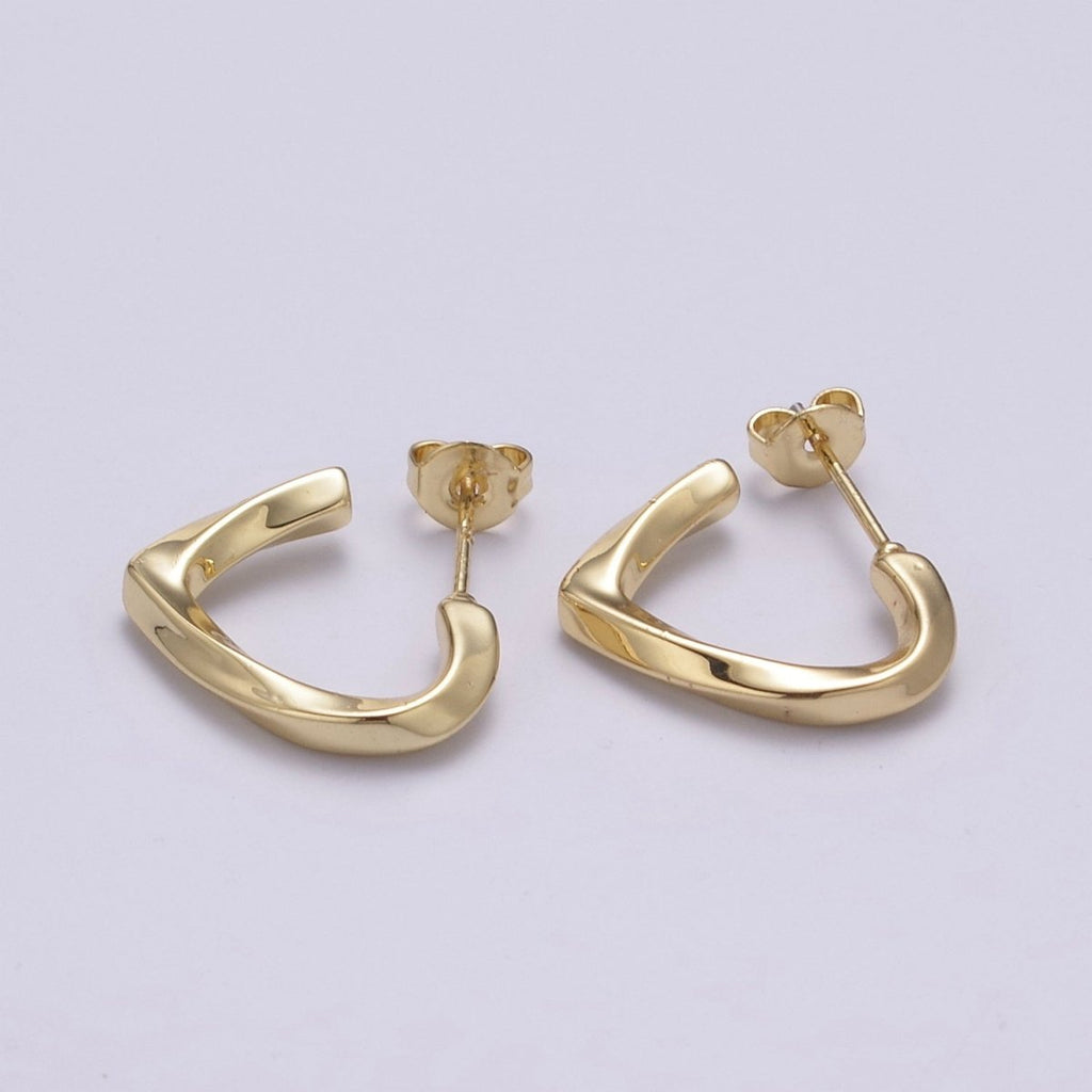 14k Gold plated Triangle Hoop Earring Silver Dainty Geometric Earring T-254 T-255