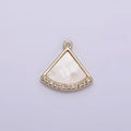 14K Gold plated Triangle Shell Pearl Clear Micro Paved Mini Add-On Charm | N1015 - DLUXCA