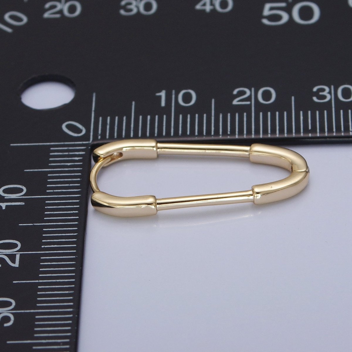 14K Gold plated Triangle U Shaped Huggie Geometric Oblong Hoops Earrings | P-380 - DLUXCA