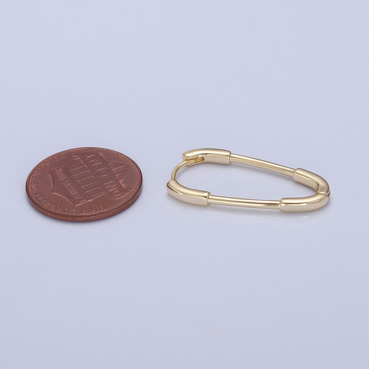 14K Gold plated Triangle U Shaped Huggie Geometric Oblong Hoops Earrings | P-380 - DLUXCA