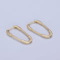 14K Gold plated Triangle U Shaped Huggie Geometric Oblong Hoops Earrings | P-380 - DLUXCA