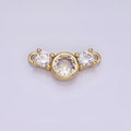14K Gold plated Triple Clear CZ Round Bezel Connector | G268 - DLUXCA