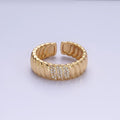14K Gold plated Triple Micro Paved CZ Croissant Ring | O1265 - DLUXCA