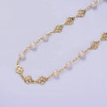 14K Gold plated Triple Ringed Button White Freshwater Pearl Clover Heart Petal Unfinished Designed Chain For Jewelry Making | ROLL-1409 Clearance Pricing - DLUXCA